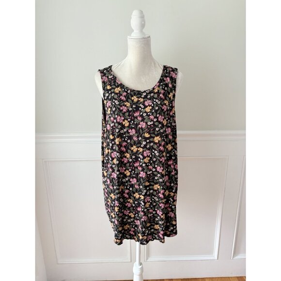 Old Navy Luxe XXL Floral Tank Top Black With Pink & Yellow Flowers Sleeveless So - Picture 3 of 7